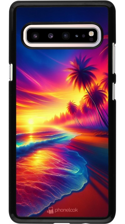 Coque Samsung Galaxy S10 5G - Plage coucher soleil flashy