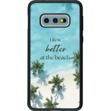 Coque Samsung Galaxy S10e - Silicone rigide noir Summer 2025 Life is better at the beach