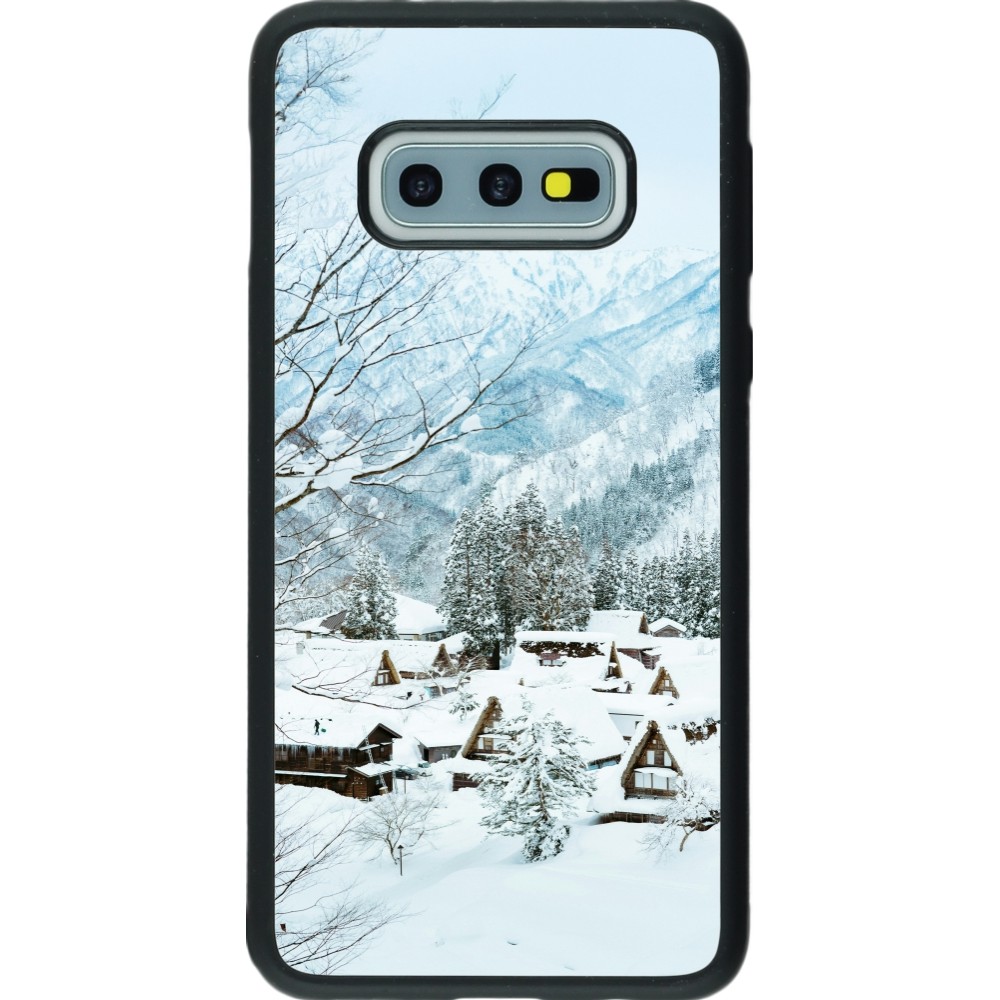 Coque Samsung Galaxy S10e - Silicone rigide noir Winter 25 Winter snowy landscape