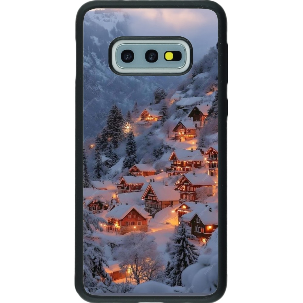 Samsung Galaxy S10e Case Hülle - Silikon schwarz Winter 25 Winter snowy village