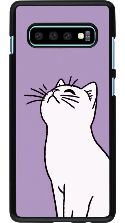 Coque Samsung Galaxy S10+ - Chat sur fond violet