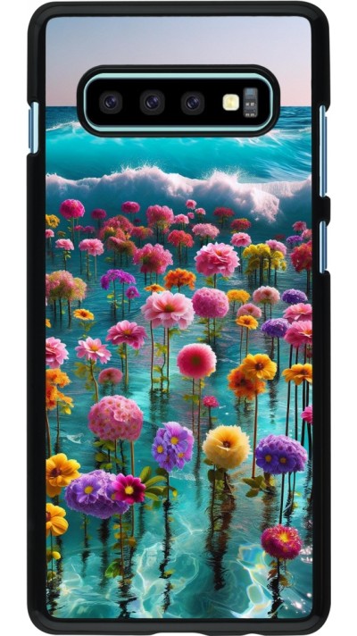 Samsung Galaxy S10+ Case Hülle - Blumenmeer Wellen