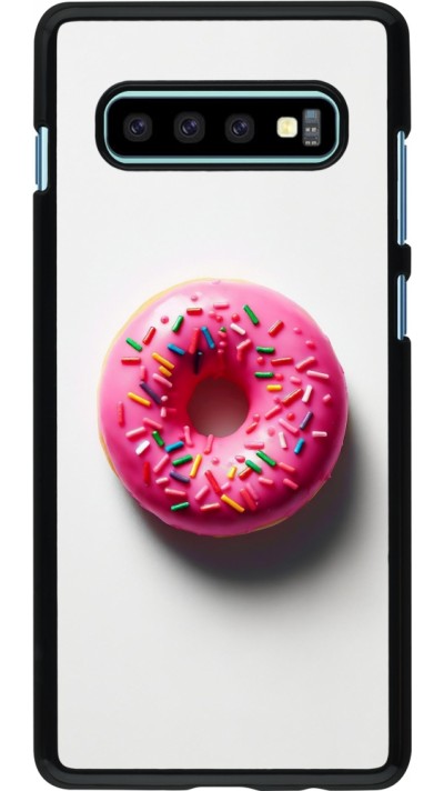 Coque Samsung Galaxy S10+ - Weißer Hintergrund, pinker Donut