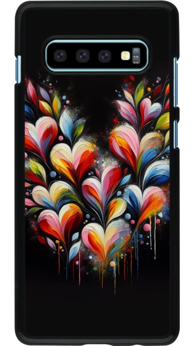 Coque Samsung Galaxy S10+ - Valentine 2024 Coeur Noir Abstrait