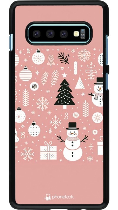 Coque Samsung Galaxy S10+ - Noël 2024 Rose Snowman Christmas