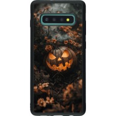 Coque Samsung Galaxy S10+ - Silicone rigide noir Halloween 2025 Pumpkin with flowers