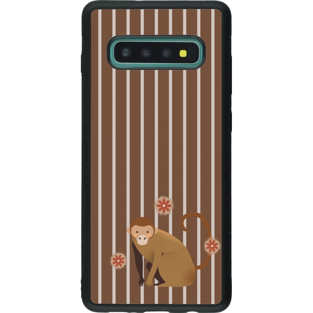 Coque Samsung Galaxy S10+ - Silicone rigide noir Monkey with stripes