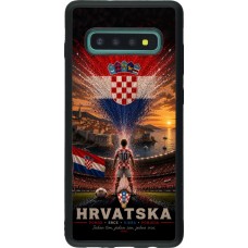 Coque Samsung Galaxy S10+ - Silicone rigide noir Football Croatie splash 2026
