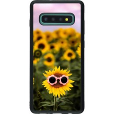 Coque Samsung Galaxy S10+ - Silicone rigide noir Sunflower with glasses Spring 2026