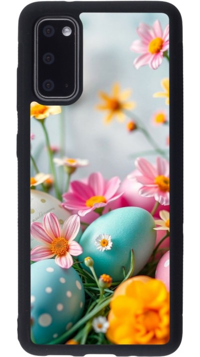 Coque Samsung Galaxy S20 - Silicone rigide noir Easter 2026 Eggs with flowers