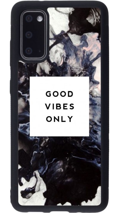 Coque Samsung Galaxy S20 - Silicone rigide noir Marble Good Vibes Only