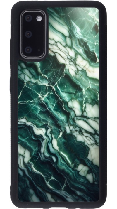 Coque Samsung Galaxy S20 - Silicone rigide noir Marbre vert majestueux