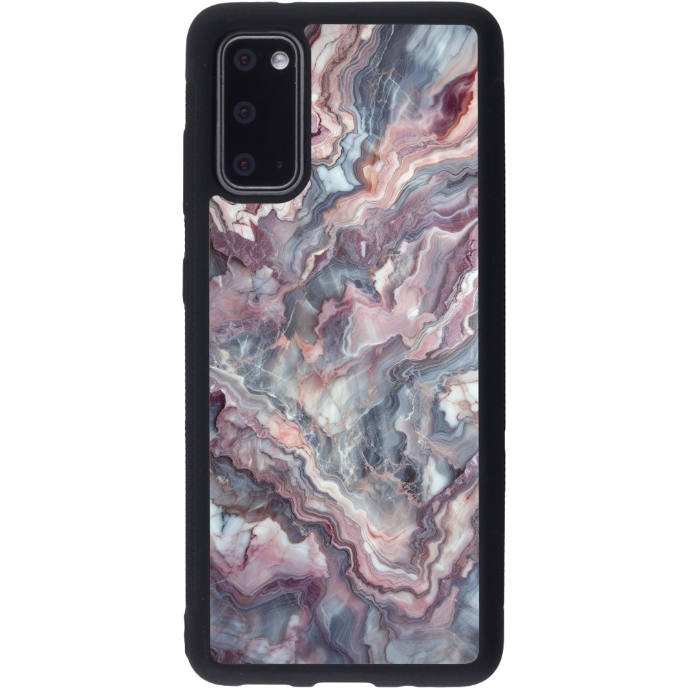 Samsung Galaxy S20 Case Hülle - Silikon schwarz Violetter silberner Marmor
