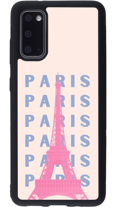 Coque Samsung Galaxy S20 - Silicone rigide noir Paris Pink Print