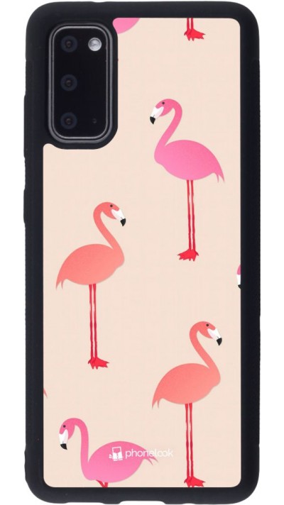 Coque Samsung Galaxy S20 - Silicone rigide noir Pink Flamingos Pattern