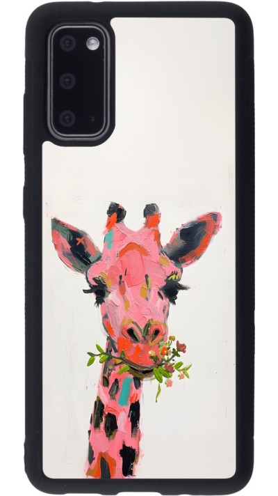 Coque Samsung Galaxy S20 - Silicone rigide noir Pink Girafe Paint