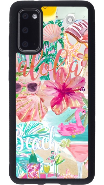 Coque Samsung Galaxy S20 - Silicone rigide noir Preppy Collage Aloha