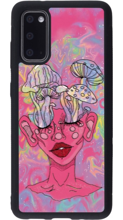 Coque Samsung Galaxy S20 - Silicone rigide noir Psychedelic pink mushroom Coque Samsung Galaxy S20 - Silicone rigide noir Psychedelic pink mushroom