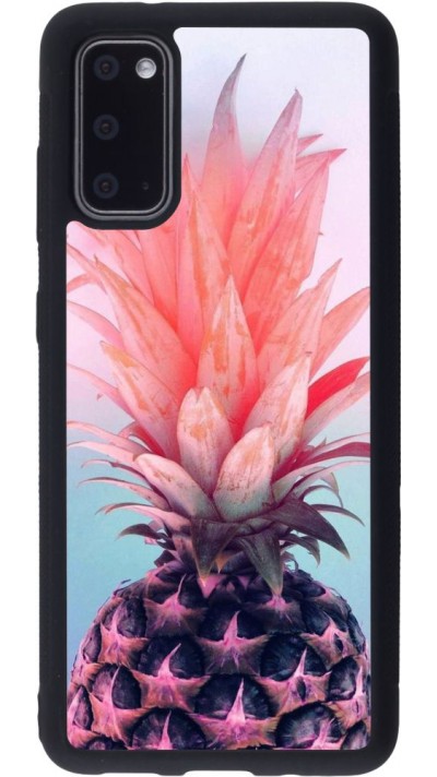 Coque Samsung Galaxy S20 - Silicone rigide noir Purple Pink Pineapple