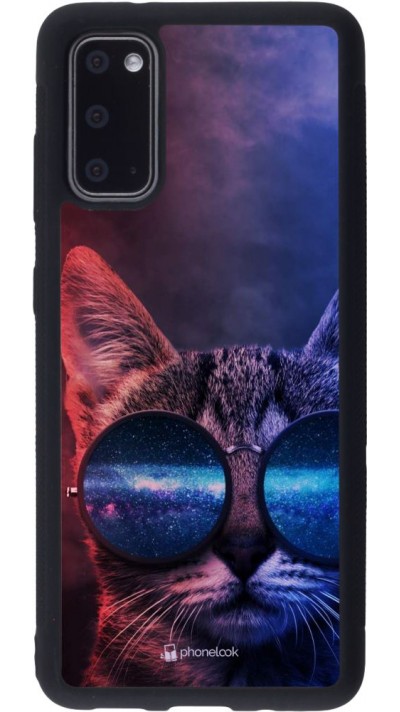 Coque Samsung Galaxy S20 - Silicone rigide noir Red Blue Cat Glasses