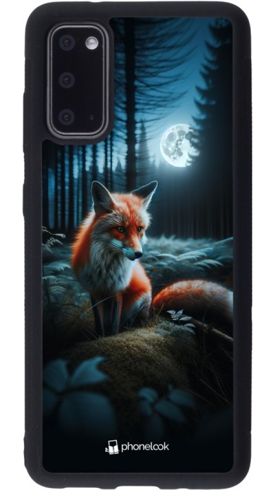 Coque Samsung Galaxy S20 - Silicone rigide noir Renard lune forêt