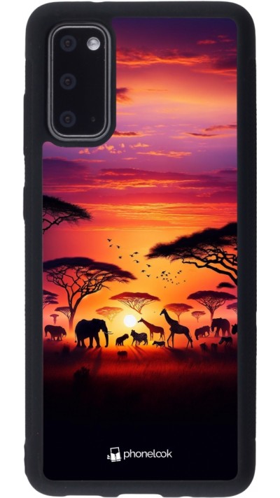 Coque Samsung Galaxy S20 - Silicone rigide noir Safari sunset wildlife