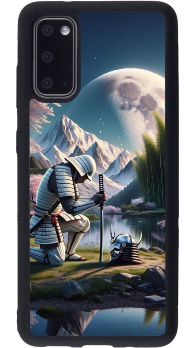 Coque Samsung Galaxy S20 - Silicone rigide noir Samurai Katana Lune