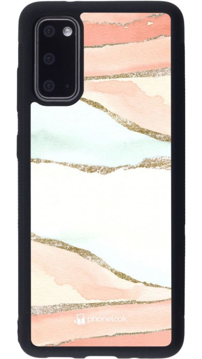 Coque Samsung Galaxy S20 - Silicone rigide noir Shimmering Orange