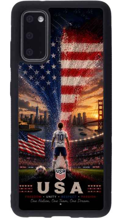 Coque Samsung Galaxy S20 - Silicone rigide noir Football États-Unis splash 2026