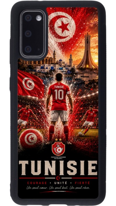Coque Samsung Galaxy S20 - Silicone rigide noir Football Tunisie splash 2026