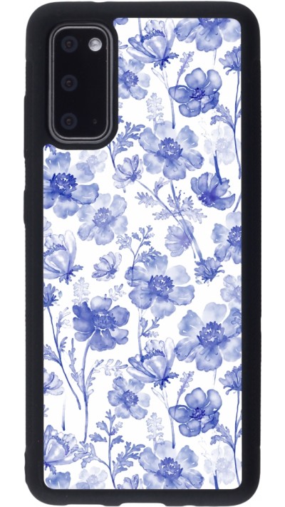 Coque Samsung Galaxy S20 - Silicone rigide noir Spring 23 watercolor blue flowers