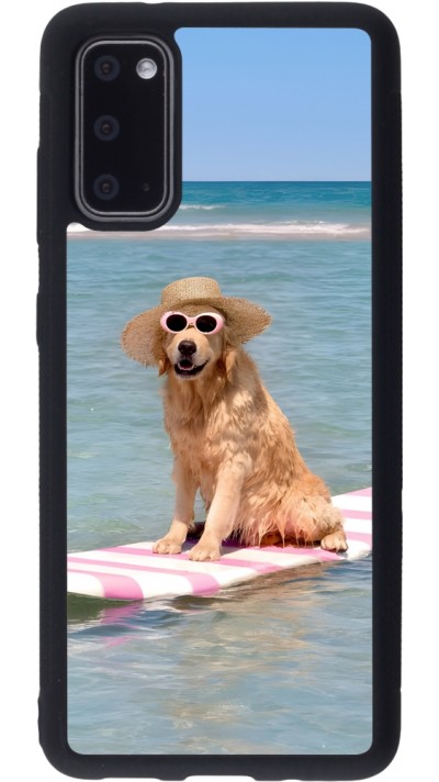 Coque Samsung Galaxy S20 - Silicone rigide noir Summer Dog on Paddle