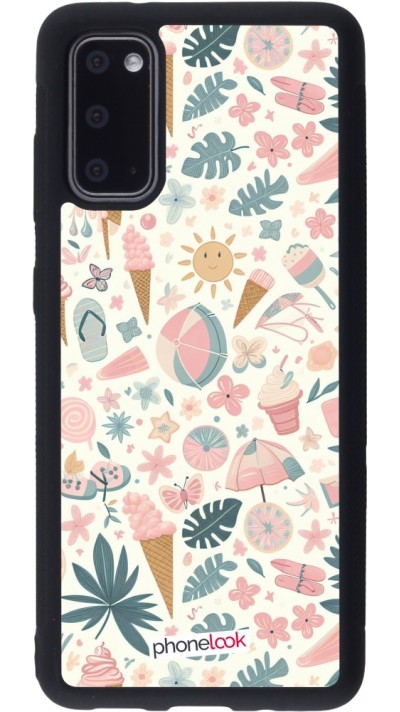 Coque Samsung Galaxy S20 - Silicone rigide noir Summer Pink Pattern