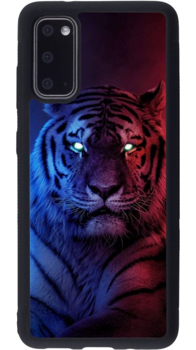 Coque Samsung Galaxy S20 - Silicone rigide noir Tiger Blue Red