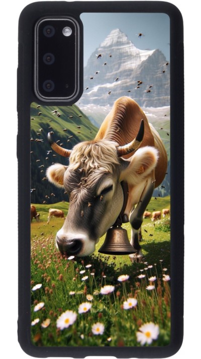 Coque Samsung Galaxy S20 - Silicone rigide noir Vache montagne Valais