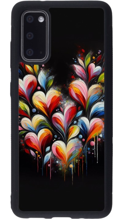 Coque Samsung Galaxy S20 - Silicone rigide noir Valentine 2024 Coeur Noir Abstrait