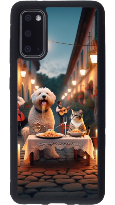 Coque Samsung Galaxy S20 - Silicone rigide noir Valentine 2024 Dog & Cat Candlelight
