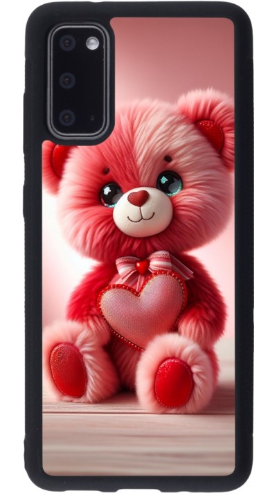 Coque Samsung Galaxy S20 - Silicone rigide noir Valentine 2024 Ourson rose