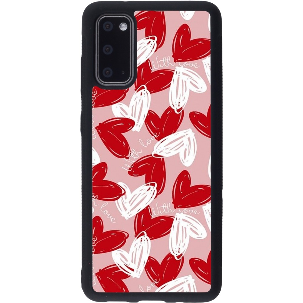 Samsung Galaxy S20 Case Hülle - Silikon schwarz Valentine 2024 with love heart