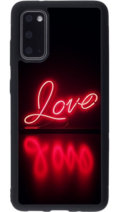 Coque Samsung Galaxy S20 - Silicone rigide noir Valentine 2025 Neon Love