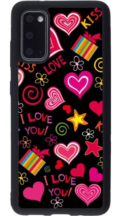 Coque Samsung Galaxy S20 - Silicone rigide noir Valentine 2023 love symbols