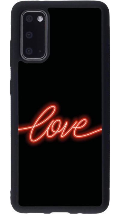 Coque Samsung Galaxy S20 - Silicone rigide noir Valentine 2023 neon love