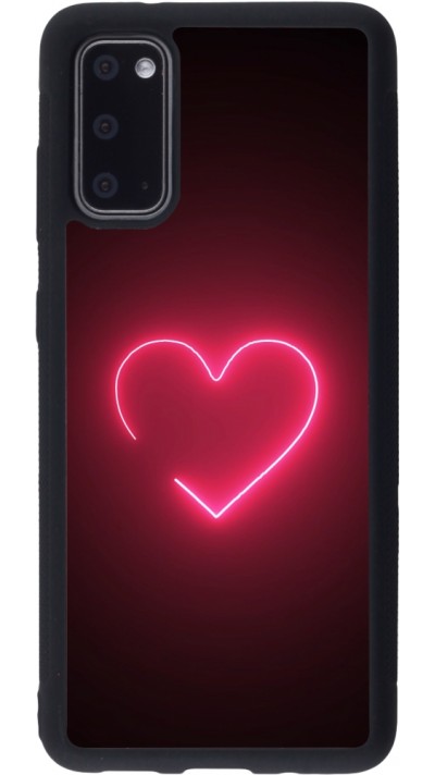 Coque Samsung Galaxy S20 - Silicone rigide noir Valentine 2023 single neon heart