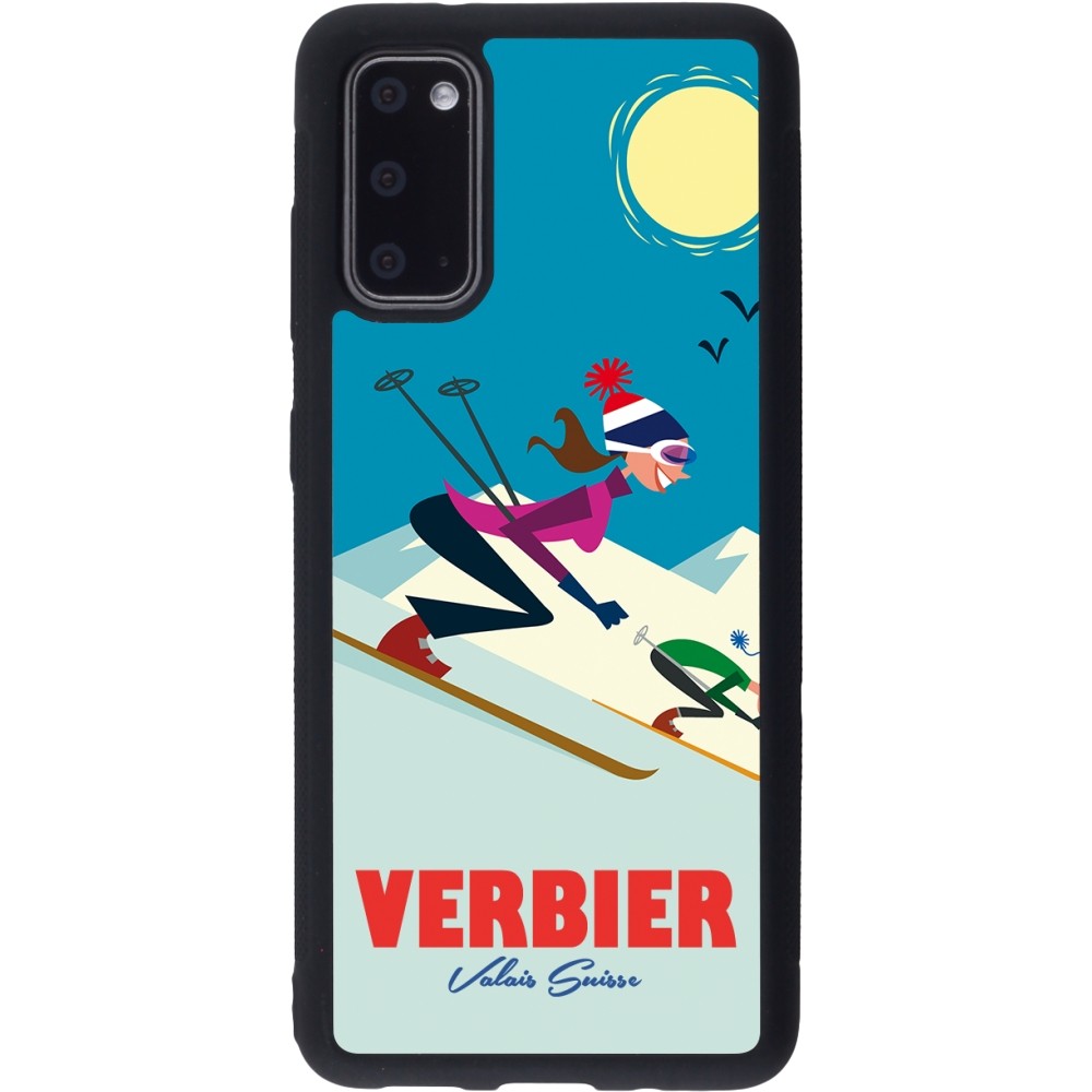 Samsung Galaxy S20 Case Hülle - Silikon schwarz Verbier Ski Downhill