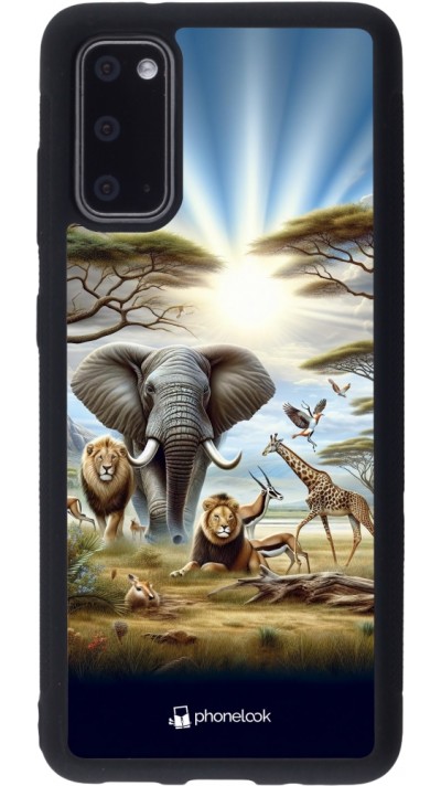Coque Samsung Galaxy S20 - Silicone rigide noir Vie sauvage africaine