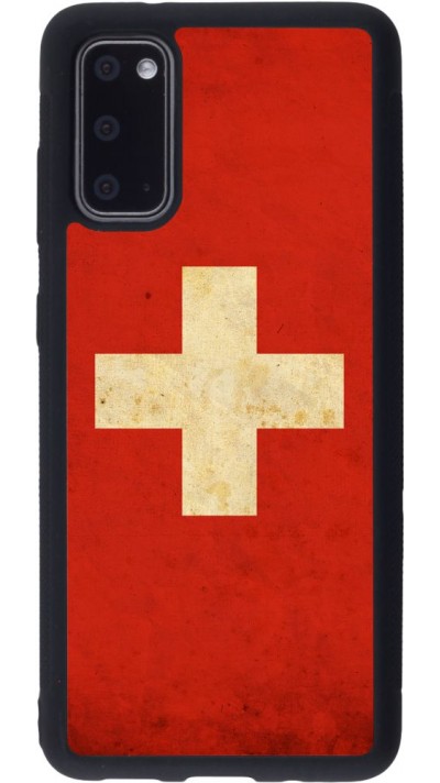 Coque Samsung Galaxy S20 - Silicone rigide noir Vintage Flag SWISS