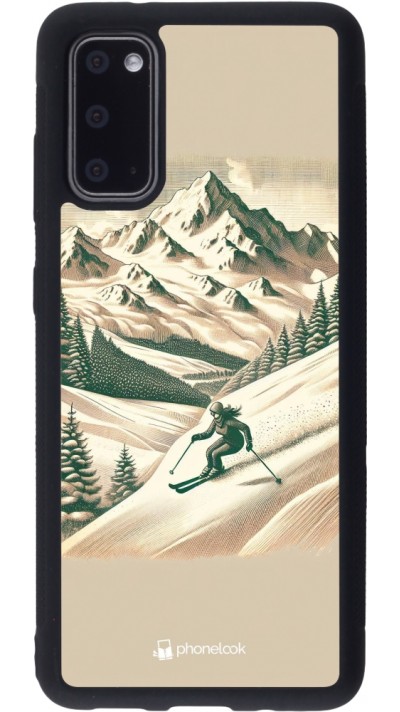 Coque Samsung Galaxy S20 - Silicone rigide noir Vintage Ski Mountain