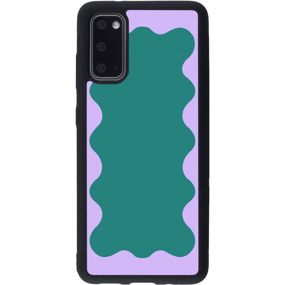 Samsung Galaxy S20 Case Hülle - Silikon schwarz Wavy Rectangle Green Purple