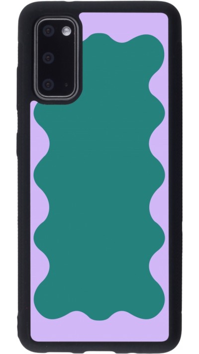 Coque Samsung Galaxy S20 - Silicone rigide noir Wavy Rectangle Green Purple