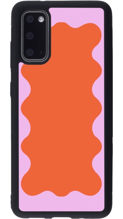 Coque Samsung Galaxy S20 - Silicone rigide noir Wavy Rectangle Orange Pink